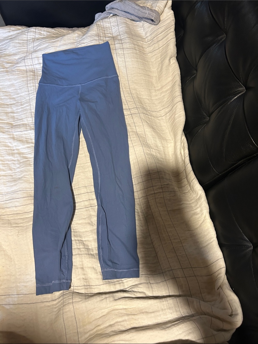 Girls' Ribbed High-Waist Leggings in Periwinkle Blue